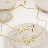 Double Name Personalized Necklace Two Layers Nameplate Pendant Jewelry