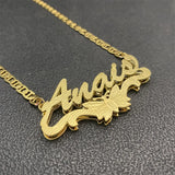 Butterfly Nameplate Necklace Personalized Stainless Steel 3D Name Pendant