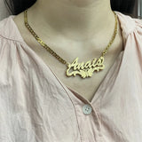 Butterfly Nameplate Necklace Personalized Stainless Steel 3D Name Pendant