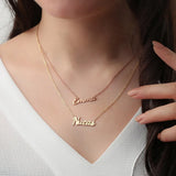 Double Names Necklace Stainless Steel Nameplate Pendant Chain Personalized