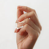 Double Names Necklace Stainless Steel Nameplate Pendant Chain Personalized