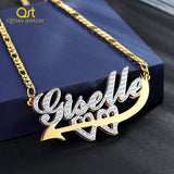 Double Plated Cupid's Love Name Necklace For Women Stainless Steel Name Pendant
