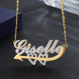 Double Plated Cupid's Love Name Necklace For Women Stainless Steel Name Pendant