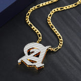 Double Plated Gothic Initial Letter Necklace Personalized Stainless Steel