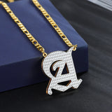 Double Plated Gothic Initial Letter Necklace Personalized Stainless Steel