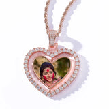 Double Side Rotating Heart Necklace Personalized Family Memory Jewelry