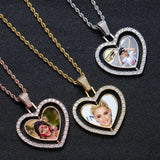 Double Side Rotating Heart Necklace Personalized Family Memory Jewelry