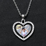 Double Side Rotating Heart Necklace Personalized Family Memory Jewelry