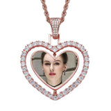 Double Side Rotating Heart Necklace Personalized Family Memory Jewelry