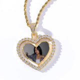 Double Side Rotating Heart Necklace Personalized Family Memory Jewelry