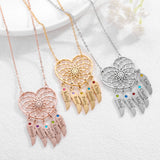 Personalized Dream Catcher Name Necklace with Birthstone Pendant