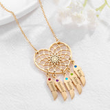 Personalized Dream Catcher Name Necklace with Birthstone Pendant