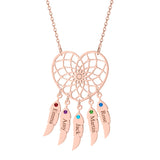 Personalized Dream Catcher Name Necklace with Birthstone Pendant