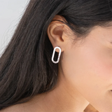 Geometric Engraved Name Text Ear Studs Silver Earrings