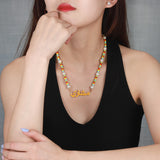 Enamel Arabic Name Necklace Personalized 18K Plated Pendant