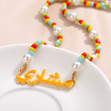Enamel Arabic Name Necklace Personalized 18K Plated Pendant