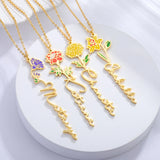 Enamel Birthday Flower Name Necklace-925 Silver Mothers Minimalist Jewelry