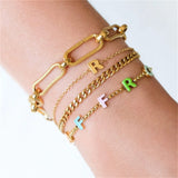 Enamel Name Bracelet Stainless Steel Jewelry Bangle
