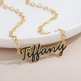 Personalized Enamel Name Necklace Cursive Font Nameplate Pendant