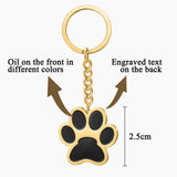 Personalised Enamel Paw Print Keychain Colorful Animal Claw Foot Keyring