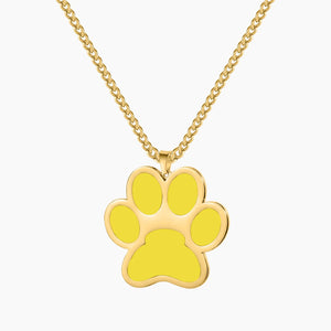Personalised Enamel Paw Print Necklace with Engraving