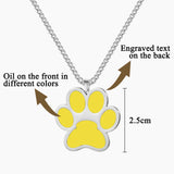 Personalised Enamel Paw Print Necklace with Engraving