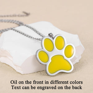 Personalised Enamel Paw Print Necklace with Engraving