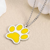 Personalised Enamel Paw Print Necklace with Engraving