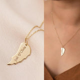 Personalized Angel Wing Name Necklace, Stainless Steel Memorial Jewelry