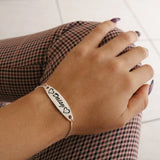 Personalized Nameplate Engraved Bracelet for Women Stainless Steel Box Chain