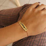 Personalized Nameplate Engraved Bracelet for Women Stainless Steel Box Chain
