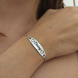 Personalized Nameplate Engraved Bracelet for Women Stainless Steel Box Chain