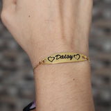 Personalized Nameplate Engraved Bracelet for Women Stainless Steel Box Chain