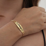 Personalized Nameplate Engraved Bracelet for Women Stainless Steel Box Chain