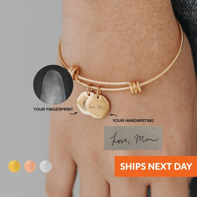 Personalized Handwriting Bangle Bracelet Fingerprint Jewelry Gift