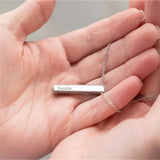 Engrave Name Necklace Personalized Stainless Steel Square Pendant Necklace