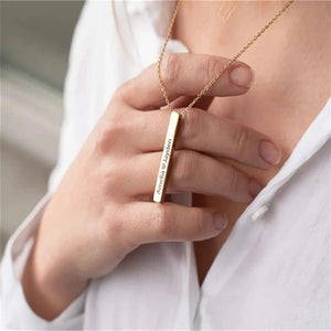 Engrave Name Necklace Personalized Stainless Steel Square Pendant Necklace