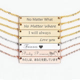 Stainless Steel Name Necklace for Women Customized Bar Letter Pendant