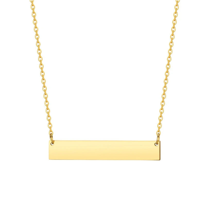 Stainless Steel Name Necklace for Women Customized Bar Letter Pendant