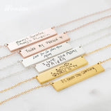 Stainless Steel Name Necklace for Women Customized Bar Letter Pendant