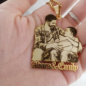 Family Photo Name Necklace Personalized Christmas Gift