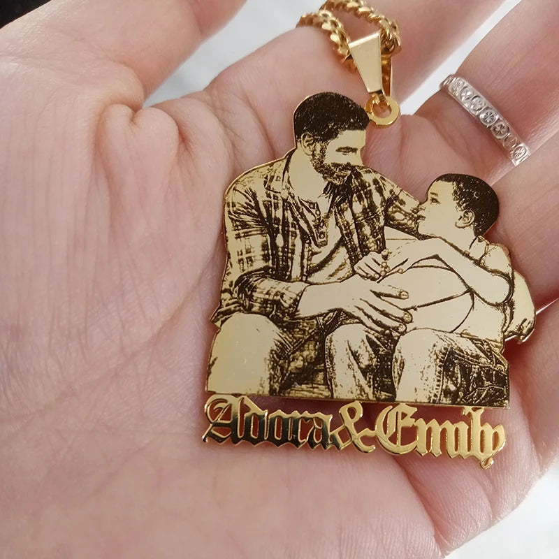 Family Photo Name Necklace Personalized Christmas Gift