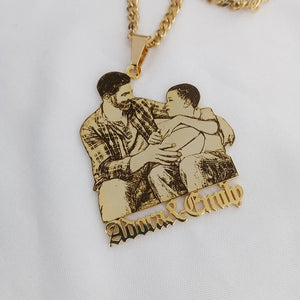 Family Photo Name Necklace Personalized Christmas Gift