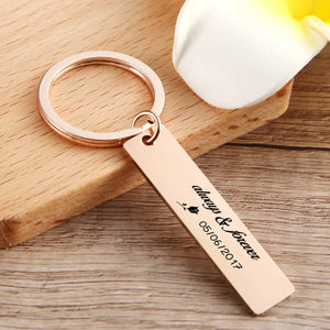 Engraved Anniversary Date Keychain Forever Gift Personalized Couple Key Chain