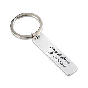 Engraved Anniversary Date Keychain Forever Gift Personalized Couple Key Chain