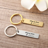 Engraved Anniversary Date Keychain Forever Gift Personalized Couple Key Chain