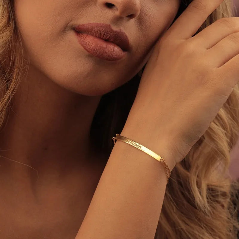 Personalized Engraved Name Bracelet Stainless Steel