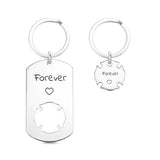 Engraved Couple Keychain Set Clover Dog Tag Stainless Steel Name Keyring