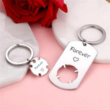 Engraved Couple Keychain Set Clover Dog Tag Stainless Steel Name Keyring