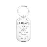 Engraved Couple Keychain Set Clover Dog Tag Stainless Steel Name Keyring